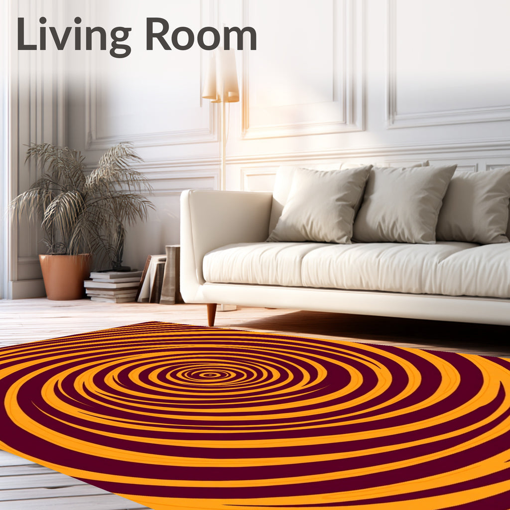 Crimson and Gold Swirl Rug