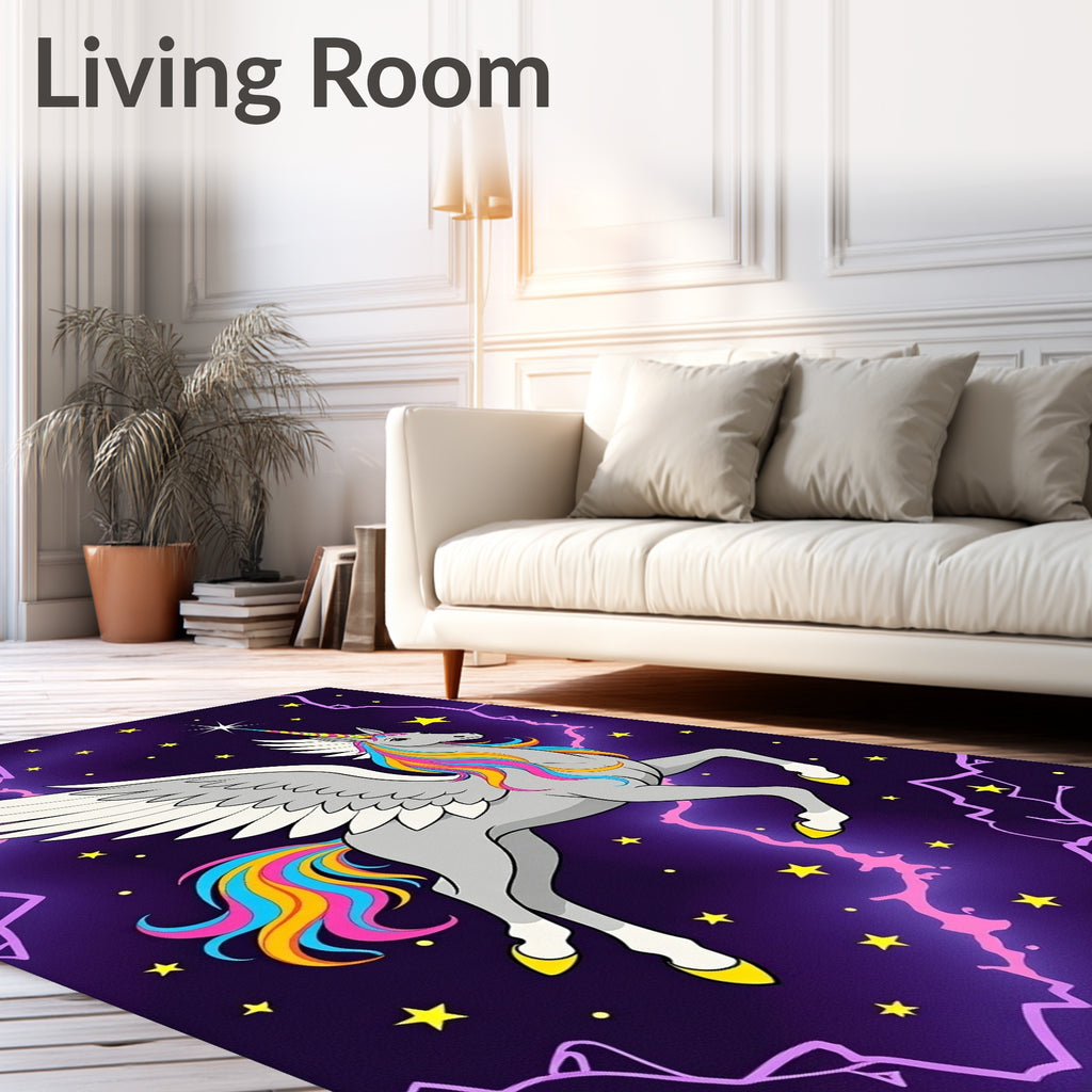 Mystical Rainbow Unicorn Galaxy Lightning Rug