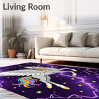 Mystical Rainbow Unicorn Galaxy Lightning Rug