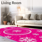 Vibrant Pink Snowflake Mandala Rug