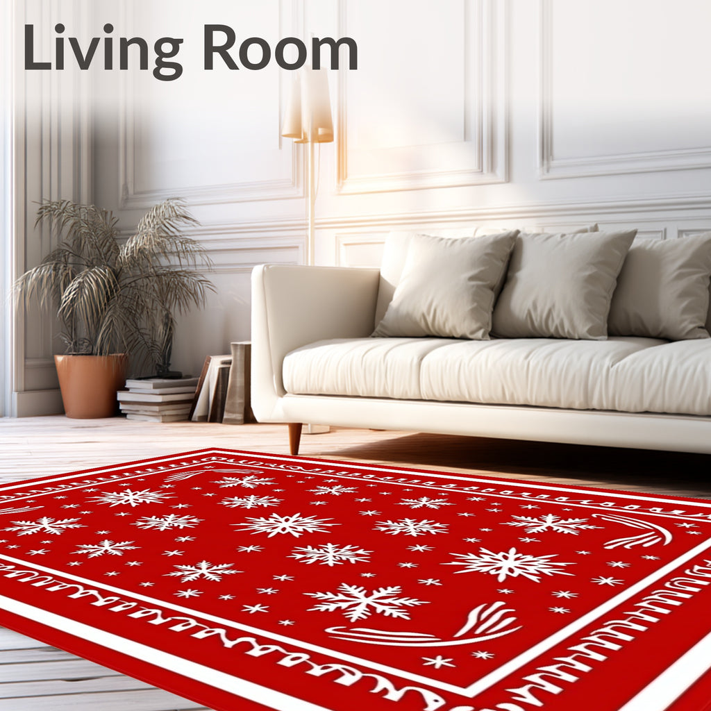 Festive Red Snowflake Medallion Rug