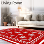 Festive Red Snowflake Medallion Rug