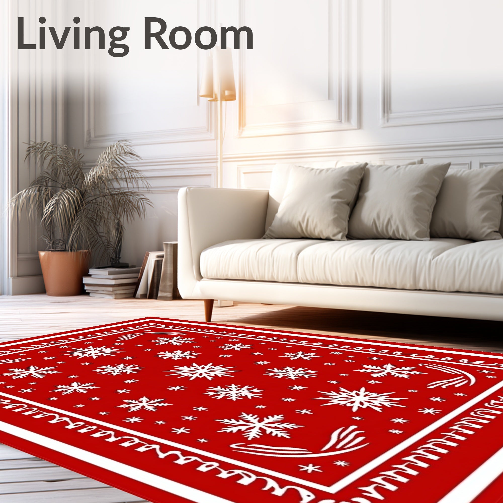 Festive Red Snowflake Medallion Rug