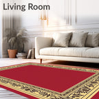 Crimson Floral Bordered Area Rug