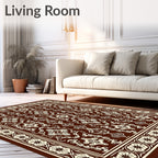 Traditional Brown Cream Floral Arrangement Rug