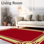 Crimson gold ornate border Rug