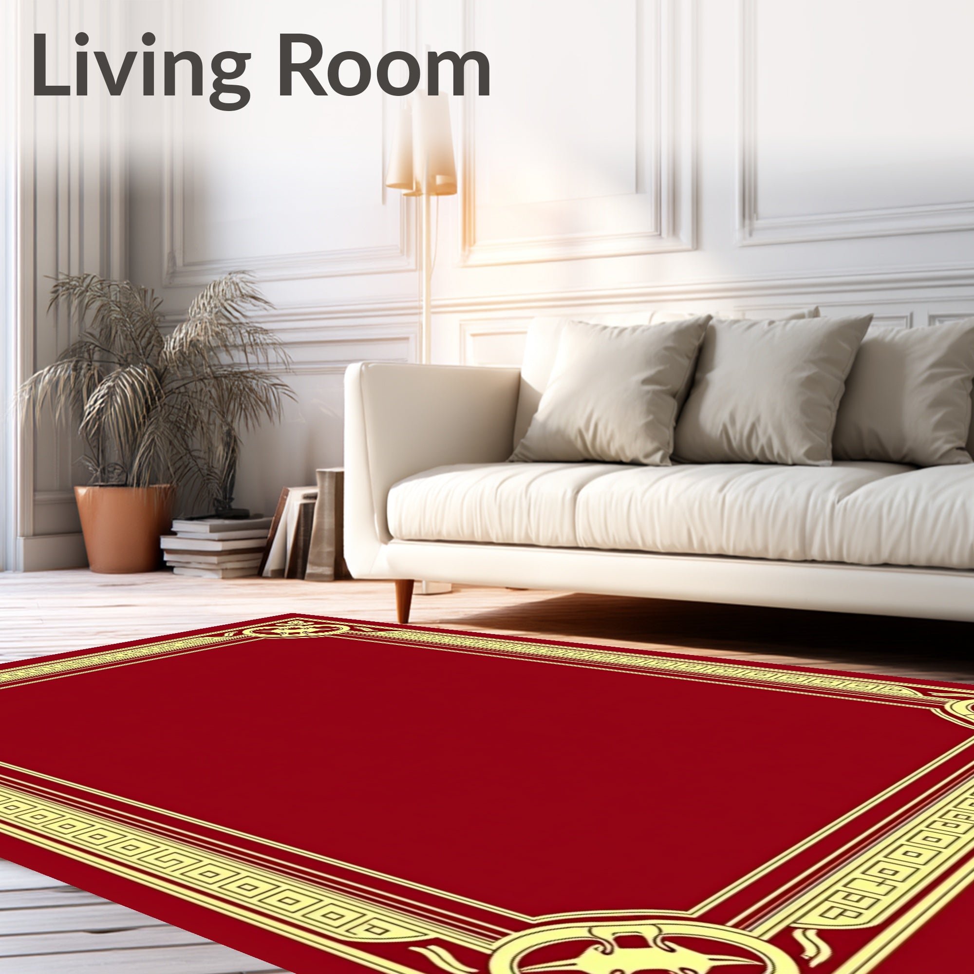 Crimson gold ornate border Rug