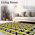 Geometric Black Yellow Abstract Circuitry Rug
