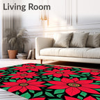 Bold Red Floral Garden Rug
