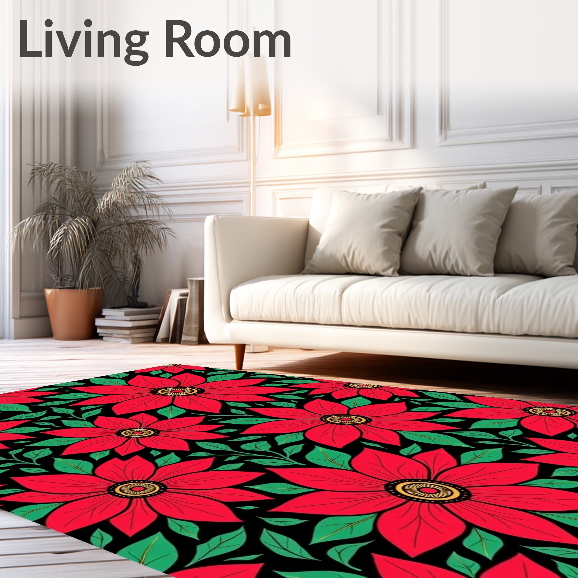 Bold Red Floral Garden Rug