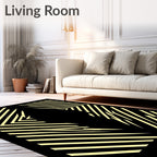 Yellow Black Diagonal Sharp Lines Rug
