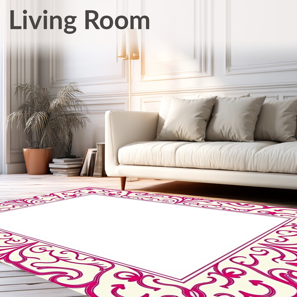 Ornate Crimson Floral Border Rug