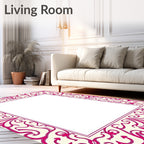 Ornate Crimson Floral Border Rug