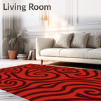 Crimson Swirl Abstract Contemporary Rug