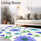 Vibrant Blue Violet Daisy Garden Rug