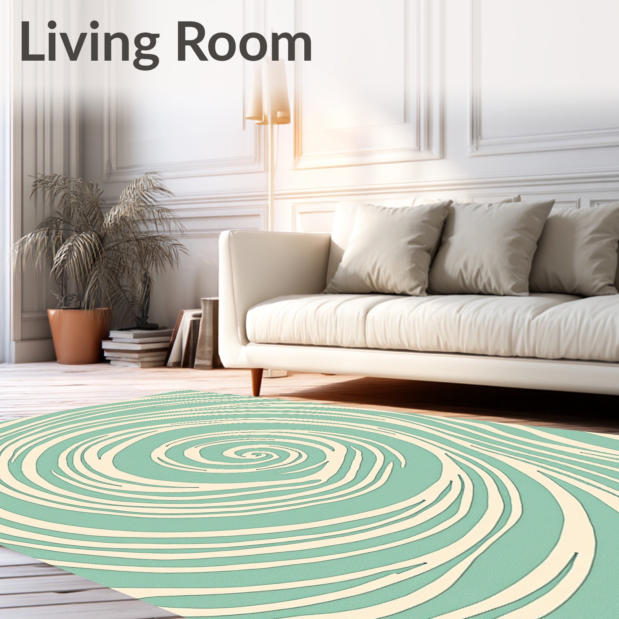 Aquamarine Cream Swirl Movement Rug