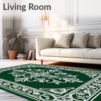 Antique Emerald Floral Scroll Rug