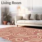 Crimson Swirl Abstract Geometric Rug