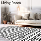 Abstract Black White Circuit Lines Rug