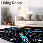 Vibrant Neon Abstract Mandala Reflection Rug