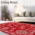 Winterscape Red Snowflake Medley Rug