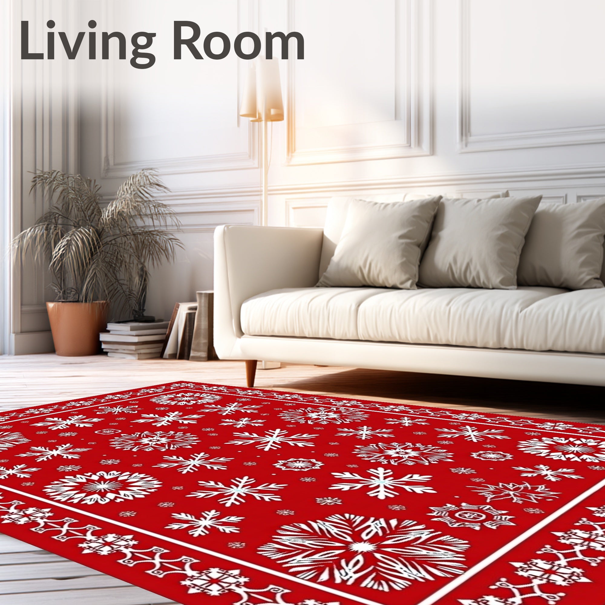 Winterscape Red Snowflake Medley Rug