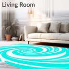 Vibrant Aqua Swirl Optical Illusion Rug