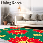 Radiant Red Yellow Floral Bloom Rug
