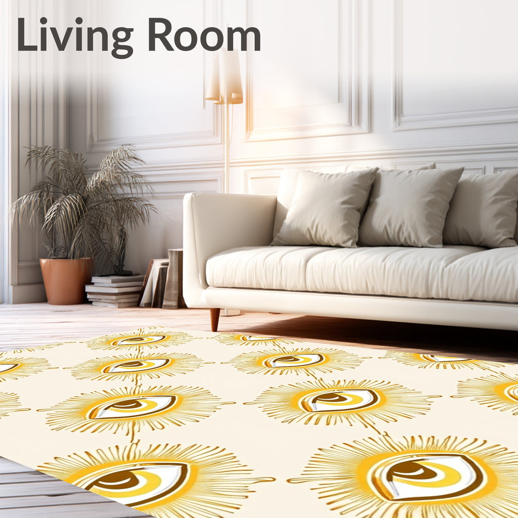 Golden Sunburst Eye Motif Rug