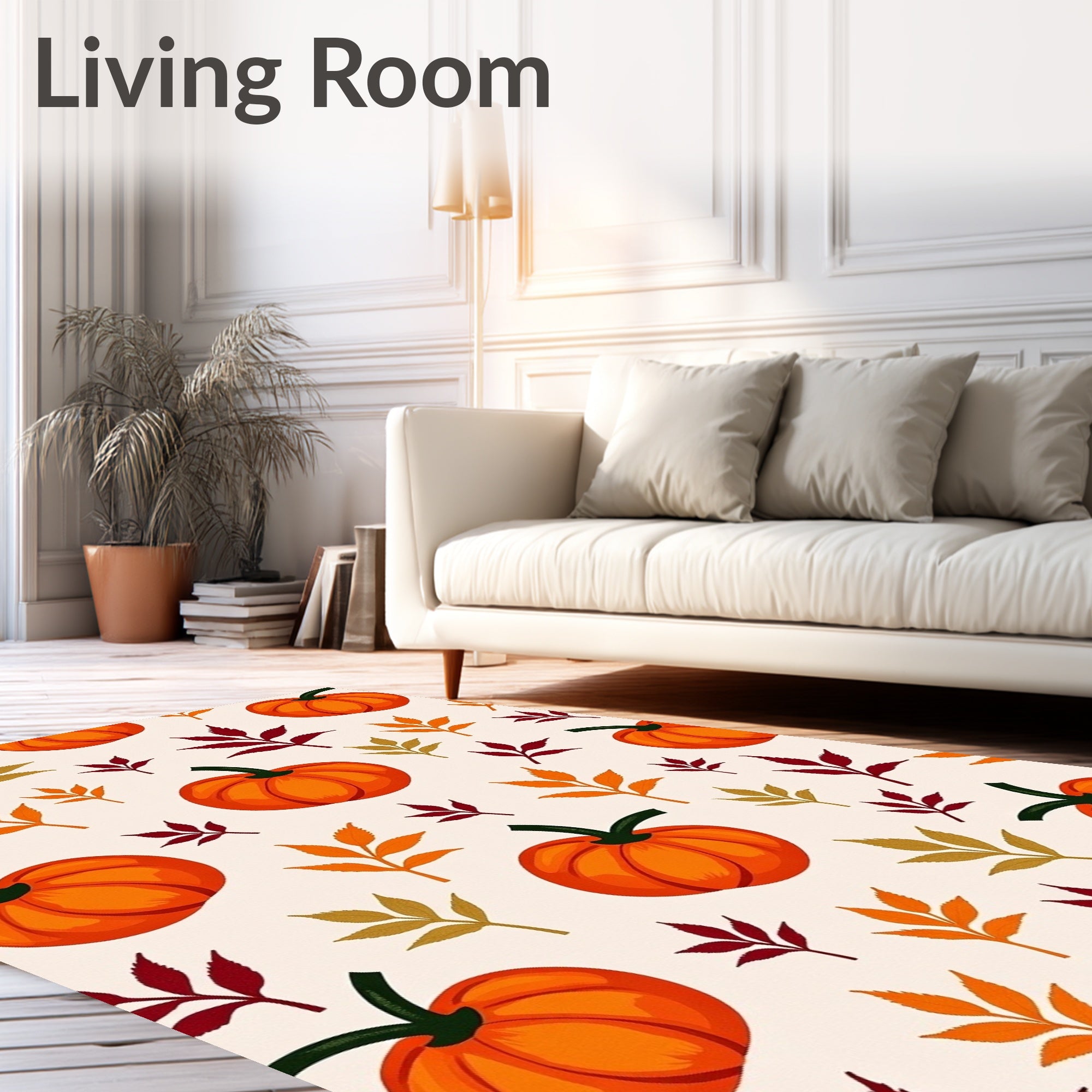 Autumn Pumpkin Leaf Medley Rug
