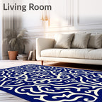 Classic Cream Navy Arabesque Rug
