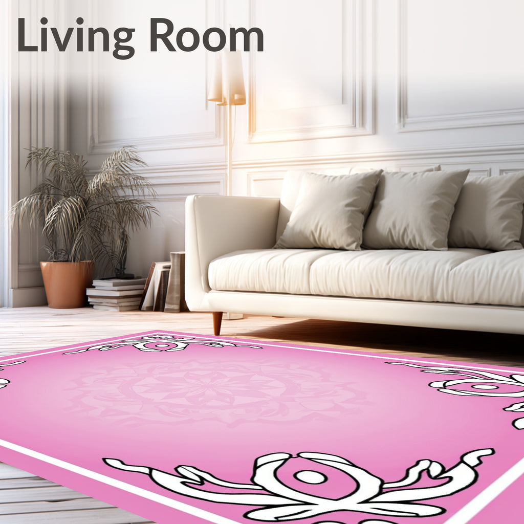 Mauve Floral Filigree Mandala Rug