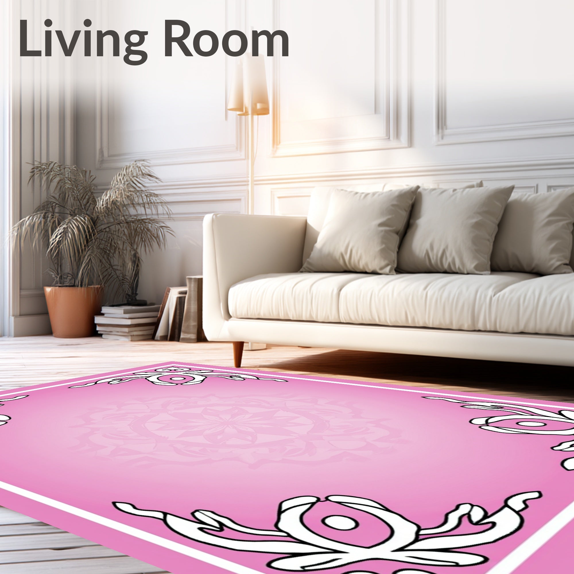 Mauve Floral Filigree Mandala Rug