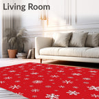 Red White Scattered Snowflake Meadow Rug