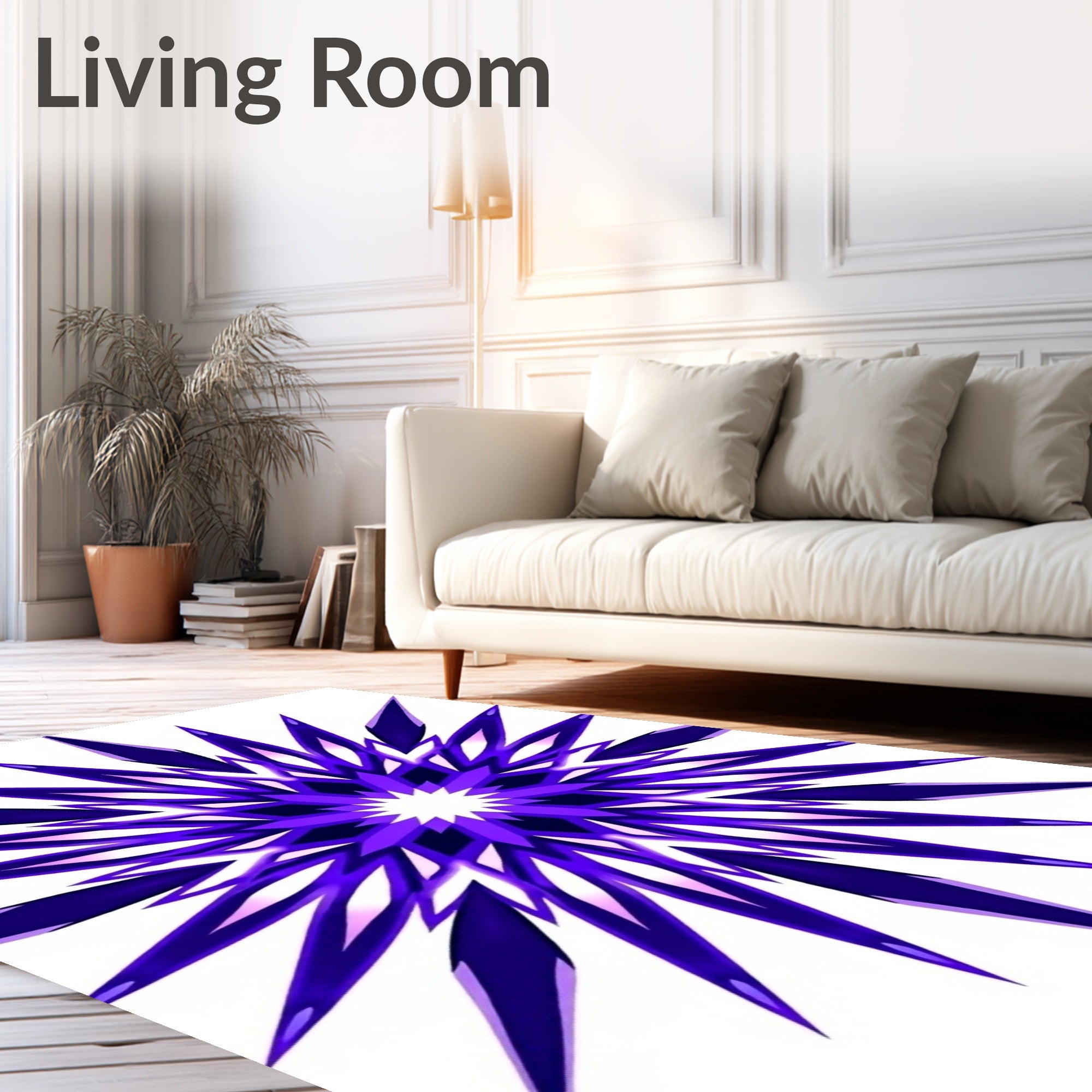 Vibrant Purple Starburst Mandala Rug