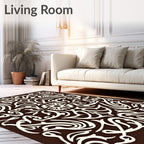 Cream Contemporary Floral Swirl Rug