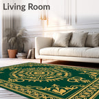 Emerald Gold Medallion Ornate Border Rug