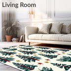 Festive Evergreen Trees with Stars Rug
