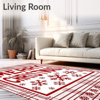 Red Plaid Snowflake Christmas Rug