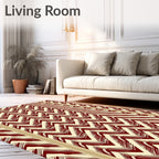 Crimson Cream Jagged Stripe Relief Rug