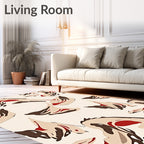 Abstract Cream Brown Red Organic Shapes Rug