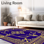 Royal Blue Gold Baroque Medallion Rug