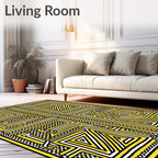 Bold Yellow Geometric Labyrinth Rug