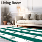 Emerald Green Vertical Botanical Stripe Rug