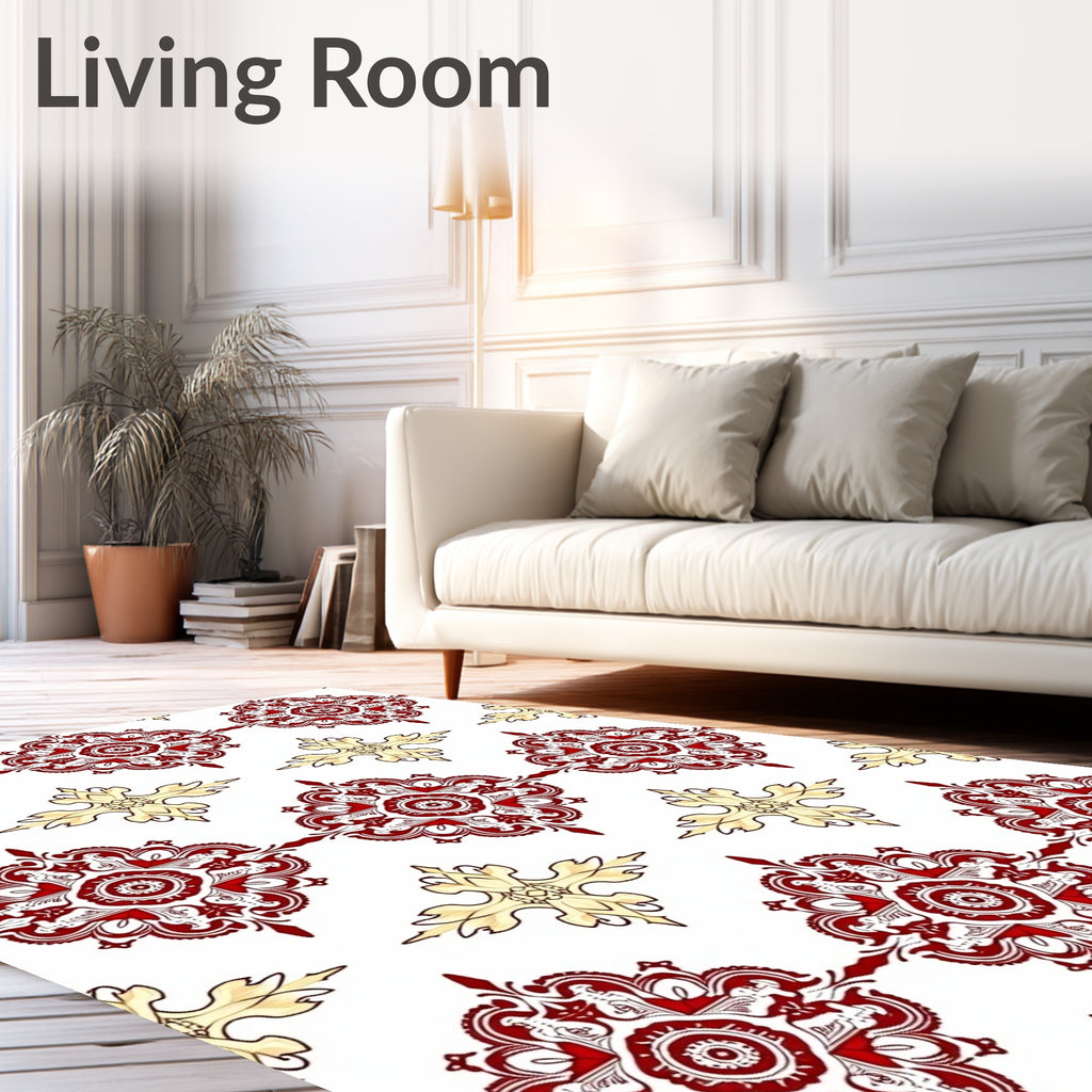 Rich Red and Gold Medallion Elements Rug