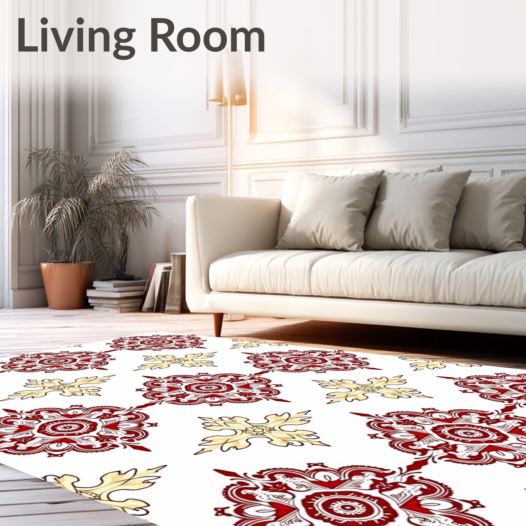 Rich Red and Gold Medallion Elements Rug