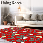 Crimson Bells And Foliage Repeat Rug
