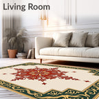 Crimson Gold Floral Medallion Border Rug