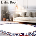 Classic Crimson Blue Floral Corner Rug