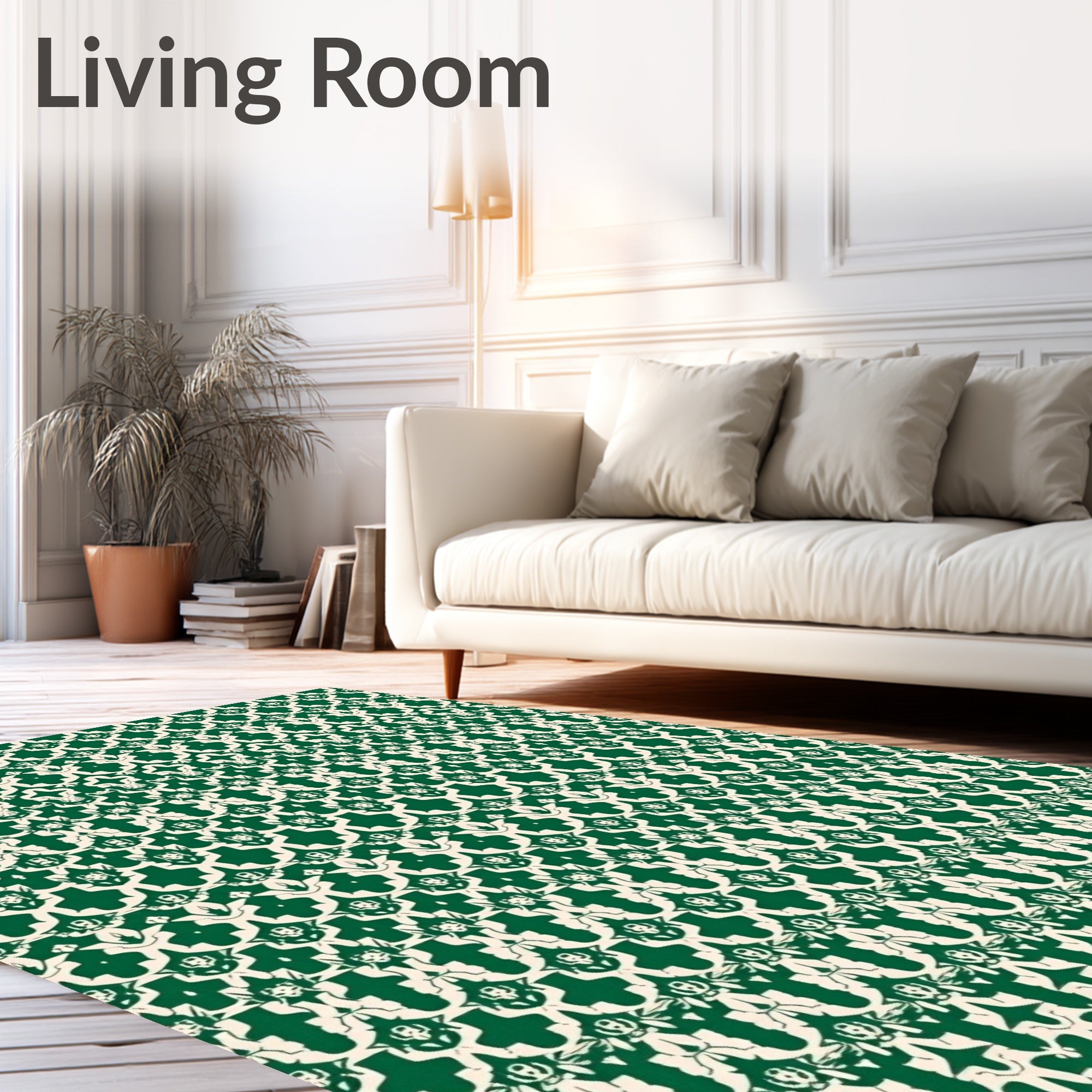 Emerald Cream Intricate Scrollwork Rug